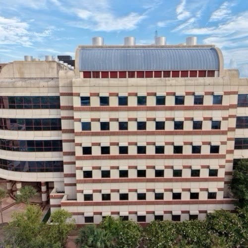 University building facade after drone cleaning